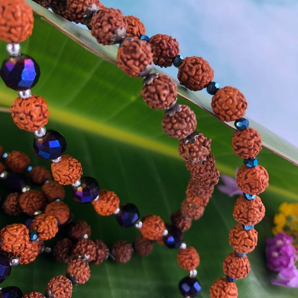 3 strands Rudraksha w/dark blue beads 37 1/4", 32", 34  3/4" $60 - Picture 5 of 8